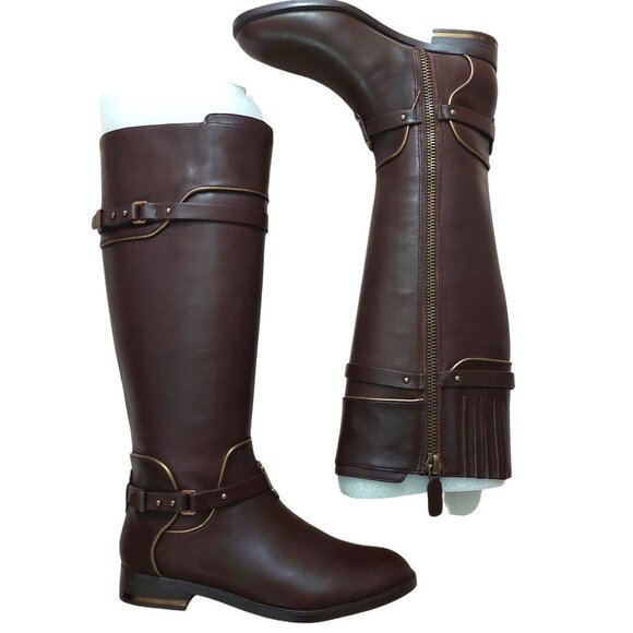 BCBGMAXAZARIA Brown Calf Leather Riding Boots Retail $398 Size 6 - Picture 4 of 12
